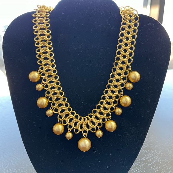 KENNETH J LANE| Gold Tone Statement Dangle Ball Collar Necklace 16” - Picture 4 of 6